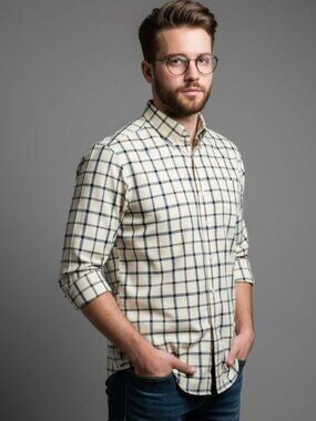 Brooks Brothers Men's Plaid Cotton Button-Down  Long Sleeve Shirt Size Medium